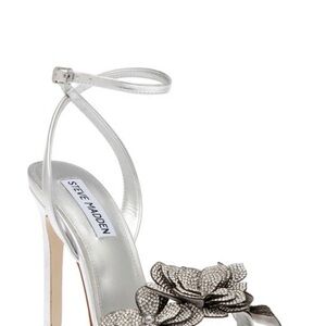 Steve Madden Metallic Heels with Floral Detail
